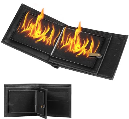 lalago Magic Wallet Groß Flaming Fire Brieftasche Zaubertricks Schwarz | Premium Upgraded Tricks mit der Flamme des Magiers, Fire Magician Stage Street Portemonnaie für Erwachsene