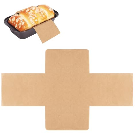 Lyreh 50stk Kastenform Backpapier, 39x25cm Brotbackform-Einlage Brotunterlage aus Silikonölpapier zum Backen von Toast Kuchen Keksen und Gebäck Braune Brotbackmatte für Mikrowelle und Backofen
