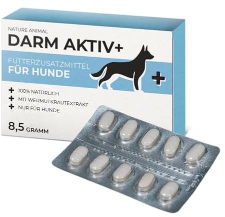Nature Animal® Darm Aktiv+ Probiotika Hund – Unterstützung der Darmsanierung & Verdauung - Darmflora aufbauen - sanft bei Sodbrennen - Ergänzungsfuttermittel für Hunde, gesund und getreidefrei