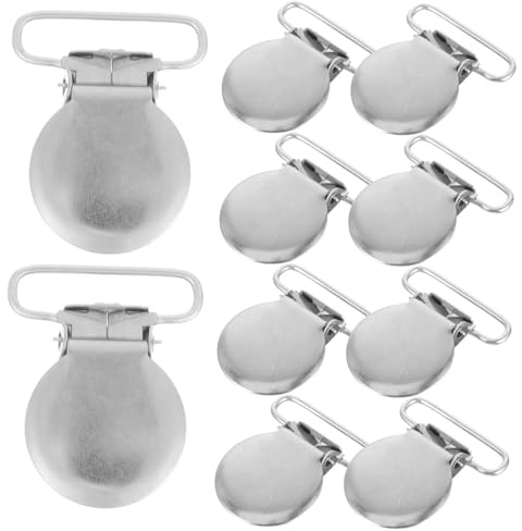 Schnullerclip Silber Rund 25mm aus Metall, 10 Stück für Babys | Kompakt für Reise und Tasche, Sichere Halterung für Schnuller und Tuch, Leicht zu Reinigen