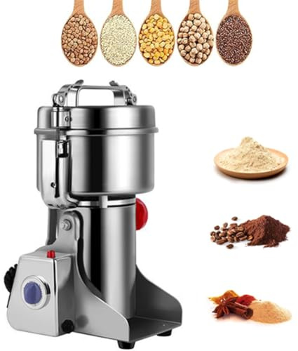Electric Grain Grinder, Mill Flour Powder Machine, Stainless Steel 1700W Commercial Motor, 25000RPM High Speedy Grinding, for Whole Grains, Panax Notoginseng, Chili, Spices