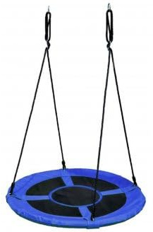 cavernedesjouets Balancoire Ronde nid d'oiseau 100cm Bleu - Cadre Acier Tissu PE Hauteur reglable 160cm Max Charge 100kg Max - Enfant Adulte - agres portique + Carte
