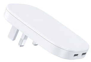 Ultra-Slim 36W Dual USB-C PD 3.0 & QC 3.0 Charger Plug – Flat Folding & Foldable Type-C Wall Adapter Compatible with iPhone, Samsung Galaxy, Pixel, iPad & MacBook Air – UK 3-Pin White