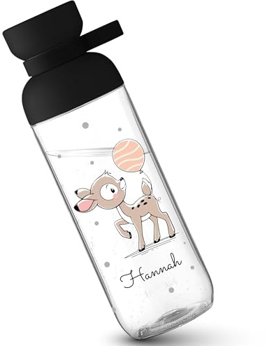 Mepal - Süßes Rehkitz Trinkflasche süßes Reh Flasche Kinder Trinkflasche Rehkitz I Schulkind Geschenk Einschulung - 700 ml - Schwarz - kindergarten mädchen