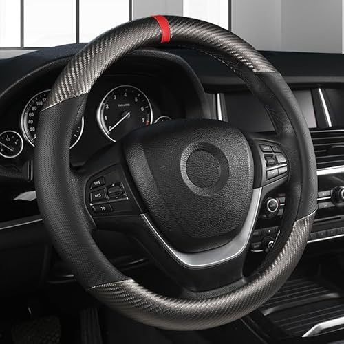 Auto Lenkradbezug Lenkradhülle Lenkradschoner Für BMW 1er E81 F20 F40 04-23 Für 3er E46 E90 F30 G20 98-23 Für 5er E39 E60 F10 G30 95-23 Für X1 X3 X5 04-23 Für Z4 03-23 38 cm Carbon