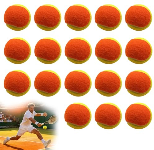 BORDEAG 18 stycken tennisbollar, tennisboll nybörjare 6,35 cm, tennisträningsbollar, steg 3 tennisbal, träningsbollar för tennis lektioner, nybörjare bollmaskiner och hundpromenader