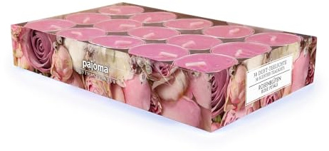 pajoma® Teelichte 30 Stück, Rosenblüte | Duft-Teelichte in Aluminiumhülle, Brenndauer ca. 4 Stunden - Höhe 1,5 cm ø 3,5 cm | Premium Qualität | Deko, Gastronomie, Outdoor, Party, Windgläser, Hochzeit