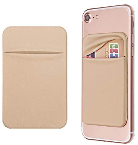 OBVIS Cell Phone Pocket Self Adhesive Card Holder Stick On Wallet Sleeve with Adhesive ID Credit Card ATM Card Holder for iPhone Android 2 Pack GOLD