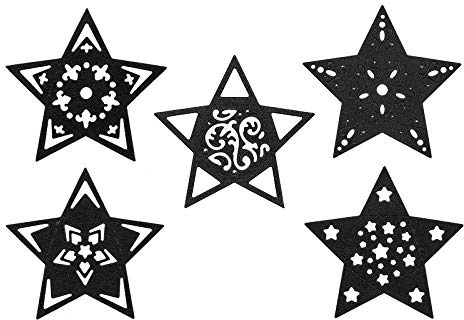 Ideen mit Herz Stanzschablonen, Faltsterne, 6cm x 6cm, 5 Stück, passend für gängige Stanzmaschinen | Schablone zum Gestalten von Faltsternen | Weihnachten, Advent, Baumschmuck, Stern-Anhänger