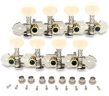 Metallor Guitar Machine Heads Tuning Pegs Tuning Keys for Mandolin Banjo and 8 String Guitars Instruments Double Hole Chrome Plating 4L 4R.
