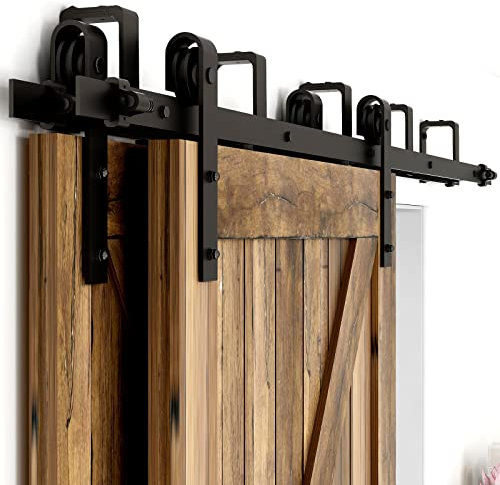 11FT/335cm Schiebetürbeschlag Set, Laufschienen für Schiebetüren Hängeschiene Schiebetürsystem Laufschiene Tür Hardware Bypass Kit, Sliding Door Hardware Bypass 2 Doors