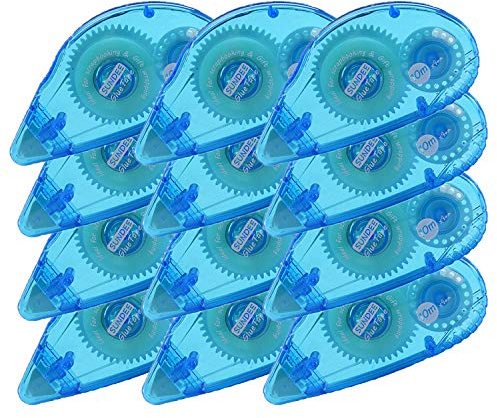 TELEXSUN Glue Runner Permanent, Double Sided Adhesive Scrapbook Runner Tape Roller, 0.3-inch by 360-Inch, Permanent Adhesive Dots Roller Applicator, 12 Pack - Blue