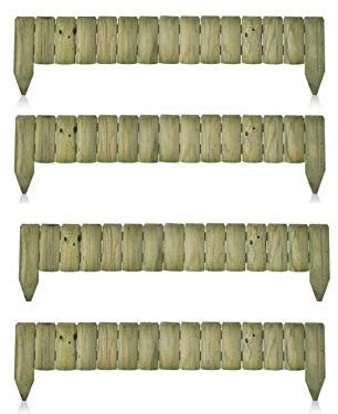 Ghega 1M Log Border Fixed Picket Fence Edge Garden Outdoor Lawn Edging Planters or Garden Sectioning Pack of 4