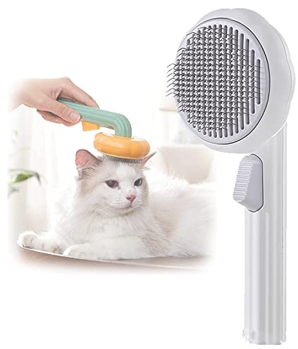 WUBAYI Pumpkin Self-Cleaning Pet Slicker Brush for Dogs, Cats, Puppies & Rabbits - Effortlessly Removes Loose Undercoat, Mats and Tangled Hair - Gentle Grooming Tool for Healthy Coats