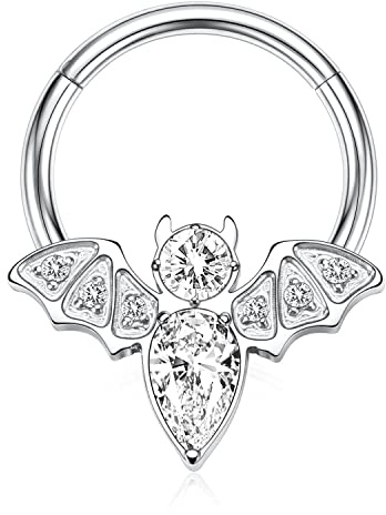 AROWRO 16 g rostfritt stål septum clicker daith rook tragus helix brosk lobe septum piercing smycke orm/pyramid/pil/stjärna design fällbar segmentring