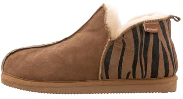 Shepherd of Sweden - Chaussons Annie en peau de mouton - Pour femme - 100% peau de mouton véritable - Confortables - Doux et chauds - Moelleux, Tigre châtaignier