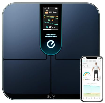 eufy Scales for Body Weight, Digital Bathroom Scales with Wi-Fi Fitness Tracking, Intelligent Analysis, 3D Virtual Body, Bluetooth Scale with Emojis, 16 Measurements, Heart Rate, BMI, Smart Scale P3