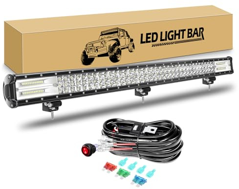 RIGIDON 39 pouces 100 cm 540W Led Light Barre 4x4 avec 12V Faisceau Kit | Straight Led Light Bar, Longue Portee Barre Lumineuse Étanche pour Offroad Véhicules Voiture Camions Tracteur SUV ATV, 6000K
