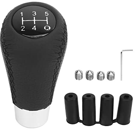 TKSE Testa del Cambio a 5 Marce Testa del Pomello del Cambio in Vera Pelle Universale Per Auto con Cambio Manuale(1#)