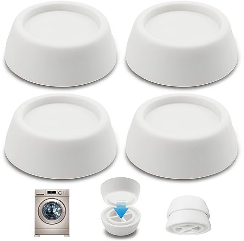 VooGenzek Lot de 4 Patin en Caoutchouc de Machine à Laver, Amortisseurs de vibration en caoutchouc pour machines à laver, Anti Vibration Pieds en Caoutchouc, pour Machine à Laver et Sèche (Blanc)