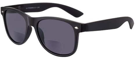 OKH Classic Retro Frame Unisex Bifokal Reading Sonnenbrille Sonnenleserbrille für Herren Damen UV400 Outdoor Sonnenleser Leser Lesung in der Sonne (Schwarz +2,0)