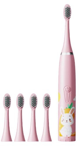 Kids Electric Toothbrushes, Kids Electric Toothbrush IP7 Waterproof Battery Powered Toothbrush Cute Bunny Pink Electric Toothbrush for Children Boys Girls