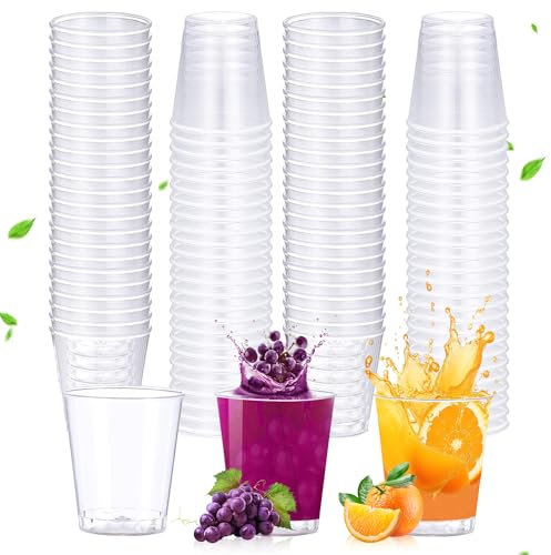 CYIOU 200 Pezzi Riutilizzabil Bicchieri di Plastica 50ml/5cl Bicchieri da Shot in Plastica Rigida Trasparente Bicchieri Cocktail per Barbecue Festa Festival Picnic