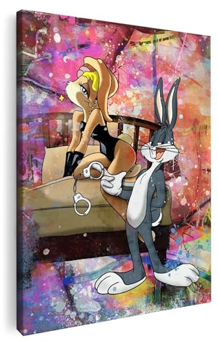 Artmazing | Bugs Bunny Bild Bunt Modern | S-Art Wandbilder | Coole Deko für Wohnzimmer | Leinwand XXL