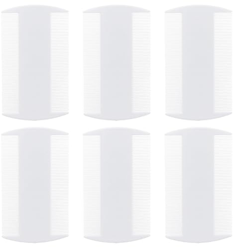 Lot de 6 peignes à poux double face en plastique pour à dents fines résistantes sur les deux côtés pour l'espacement fin denté puces traitement détection outil pour enlever les œufs