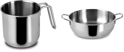 Lagostina Every Bollilatte Ø 12 cm in Acciaio Inox 18/10 con Fondo Lagoseal Plus & Every Casseruola Semifonda Ø 24 cm in Acciaio Inox 18/10 con Fondo Lagoseal Plus