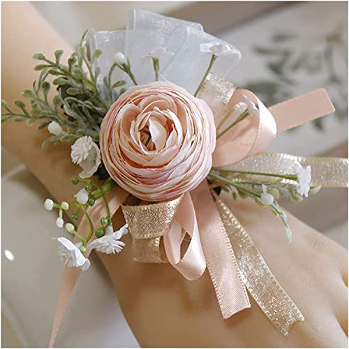 Handgelenk-Ansteckblume für Hochzeit, Boutonniere, rosa Rose, Party-Handgelenk-Blume, Hochzeit, Ansteckblume, Brautjungfer-Ansteckblume, Handblumen (Farbe: Ansteckblume 5) (Handgelenk-Blumen 2)