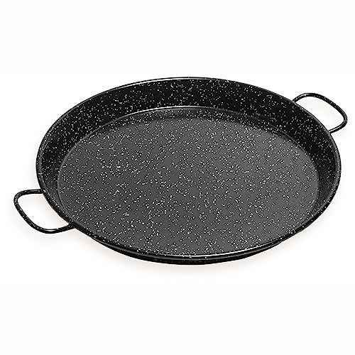 briebe Paellera Valenciana Inducción Esmaltada 34 cm, Acero Esmaltado, 6 Raciones de Paella, Apta para Vitrocerámica, Fuego, Gas, Horno, Levante Negro Jaspeado
