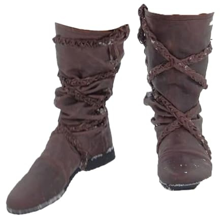 JIAYUTOO Botas De Caballero Vikingo Renacimiento Cuerda Tejida a Mano Zapatos Medievales De Cuero De PU Carnavales Cosplay Unisex Snow Boot Shoes Marrón (Brown,43)