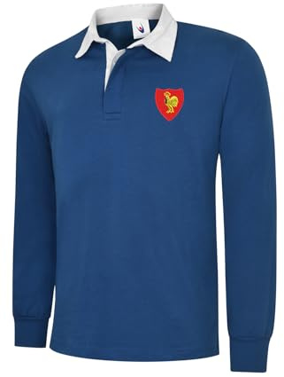 Uneeek Clothing - Maglietta da rugby a maniche lunghe, motivo: Francia, 6 nazioni, Blu reale, M