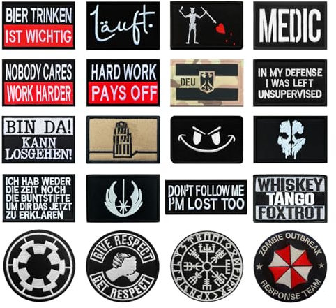 20 st. taktiska roliga biker bunt patch emblem broderat märke för kläder väskor ryggsäck uniform väst hundsele militär taktisk biker moto dekorationer