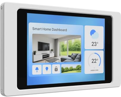 Cleverstation Tablet Wandhalterung für iPad 5. / 6. Generation (9,7 Zoll) - Passgenauer & Flacher Rahmen für Smart Home Display & Dashboard - Feste Montage mit Kabelführung - Weiß