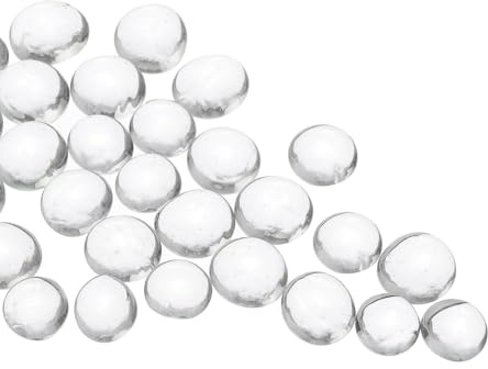 QUARKZMAN Perle di Vetro, Gemme di Vetro Piatte Trasparenti 0,22 Libbre (0,47-0,87) Marbles di Vetro Ciottoli per Riempitivi di Vaso Decorazioni per Acquari Fai da Te Artigianato