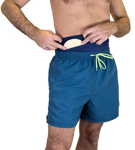 Glico Line Stoma-Kostüm für Herren für Meer und Pool, Innentasche zum Aufbewahren der Tasche, hergestellt in Italien, blau, Small