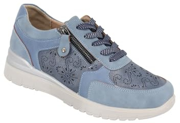 Chums Ladies Dr Keller Punchwork Trainer – Wide E Fit Lace-Up Shoe with Side Zip & Lightweight Design Navy 8