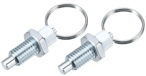 PATIKIL 2 Pcs Spring Plunger with Pull Ring, M10x1.5 Carbon Steel Pull Ring Indexing Plunger Retractable Spring Manual Plungers for Mould Cabinet Industrial Equipment