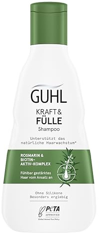 Guhl Kraft & Fülle Shampoo - Fühlbar gestärktes Haar vom Ansatz an - Inhalt: 250 ml - Mit Rosmarin & Biotin-Aktiv-Komplex
