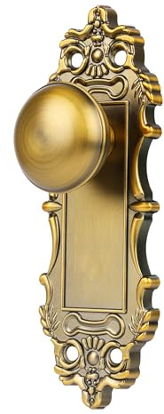 ToPToToo Vintage Brass Dummy Door Knob Interior, Antique Old Style Door Knob Replacement for Closet Vintage Bifold Cabinet Dummy Door Handles No Lock,2 Pack