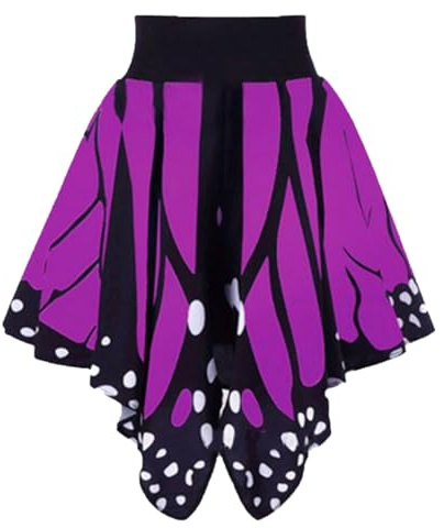 Generisch Gonna A Pieghe Nero Donne Farfalla Moda Vita Alta Gonna A Pieghe Vestito, Lilla, XXL