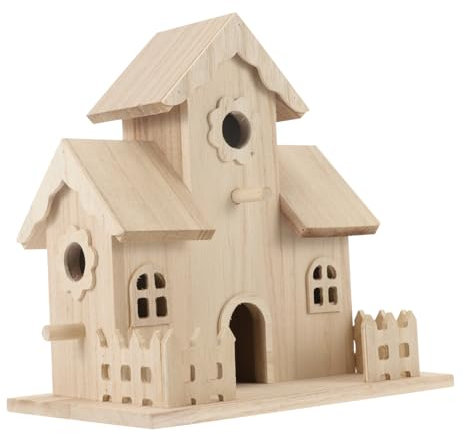 BUGUUYO Nichoirs Oiseaux en Bois Naturel Suspendu, Nid Décoratif pour Jardin Et Maison, Ornement Artisanal en Bois Massif, Taille Moyenne, Habitat Chaleureux pour Petits Oiseaux Et Animaux