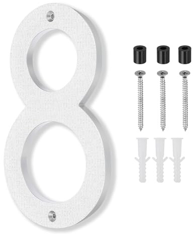 PATIKIL 10 Inch Numéro De Maison, Panneau D'Adresse De Maison Grand Numéro Flottant Moderne Avec Vis Pour Porte Extérieure Mur Rue, Argent, 8