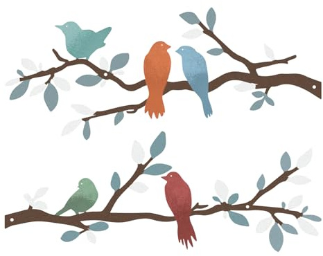 ESTART 2 Stück Metall Vögel Wandkunst, Wanddekoration für den Außenbereich | für den Außenbereich, Wandskulptur zum Aufhängen, für Zuhause, Küche, Balkon, Garten (Mehrfarbig)