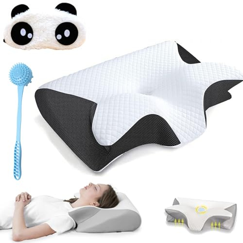 Dreamsleepz Coussin d'expert du sommeil, coussin ergonomique, coussin de nuque, coussin thérapeutique, en mousse à mémoire de forme, pour les personnes dormant sur le côté, sur le ventre et sur le