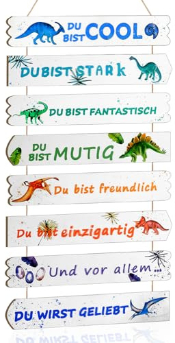 8 Stück Dinosaurier Holzschild Wanddeko für Kinderzimmer,Inspirierende Dino Wanddekoration aus Holz,Nachhaltiges Holzschild mit Zitaten für Kinderzimmer,Geeignet Babyzimmer Dekoration