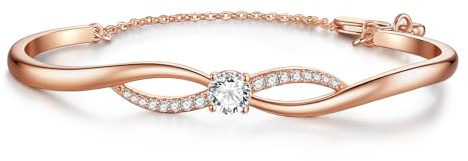 Lyniuoy Plaqué or rose 18 Carats Éternité en Mouvement Infini Bracelet Femme, Bijoux Femme, Romantique Cadeau Femme-Idées Uniques pour Anniversaire, Fête des Mères, Saint-Valentin, Noël