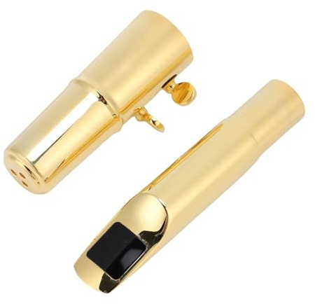 RiToEasysports Boquilla de Metal para Saxofón Tenor con Capucha, Latón con Cubierta, Timbre Brillante para Principiantes y Profesionales, Compatibilidad con 6 Teclas Bb